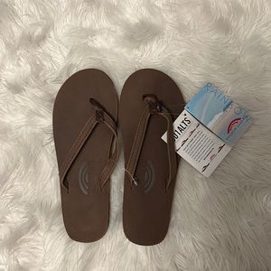 Espresso Rainbow Sandals women’s thin strap leather